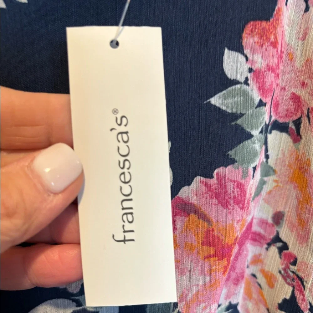 Women's Navy Blue Floral Dress with Floral Print -Francesca's Trixxi Siz… - Picture 4 of 11